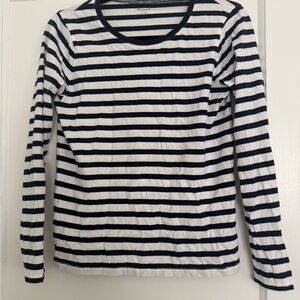 Madewell Navy and White Striped Long-Sleeve Crewneck